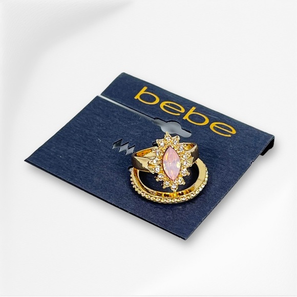 Pink & Gold Cocktail Ring Set - Size 7 - Picture 3 of 3